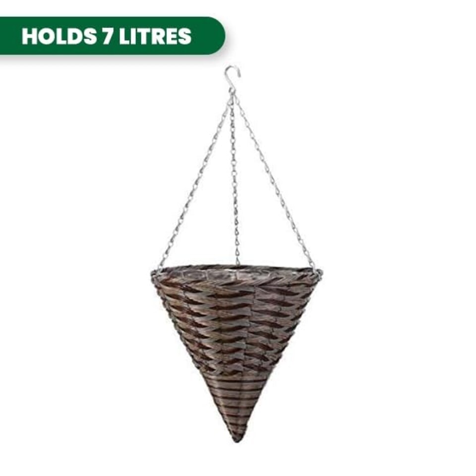 image 1 of Marco Paul Slate Rattan Cone Having Basket 14" Grey