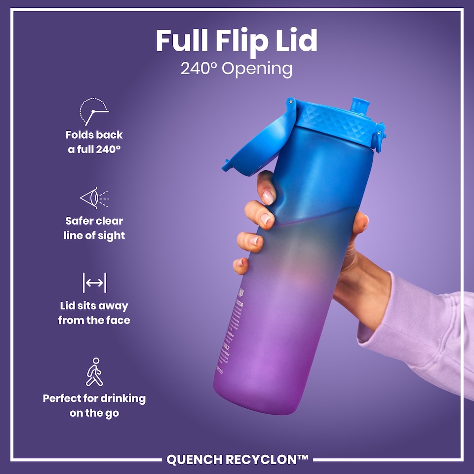 image 1 of Leak Proof 1 Litre Water Bottle, BPA Free, 1000ml (32oz) | Blue | Blue & Pink | 1L