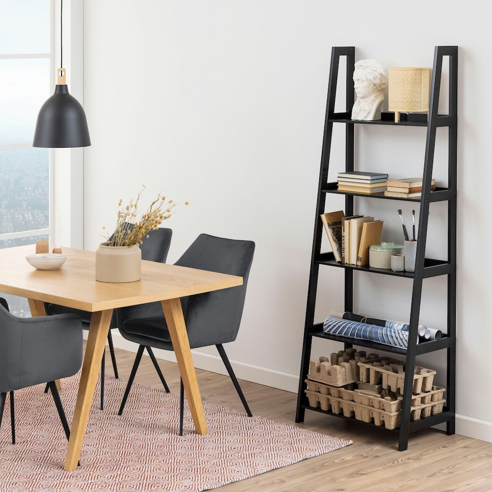 image 1 of Wally Bookcase with 5 Shelves in Black
