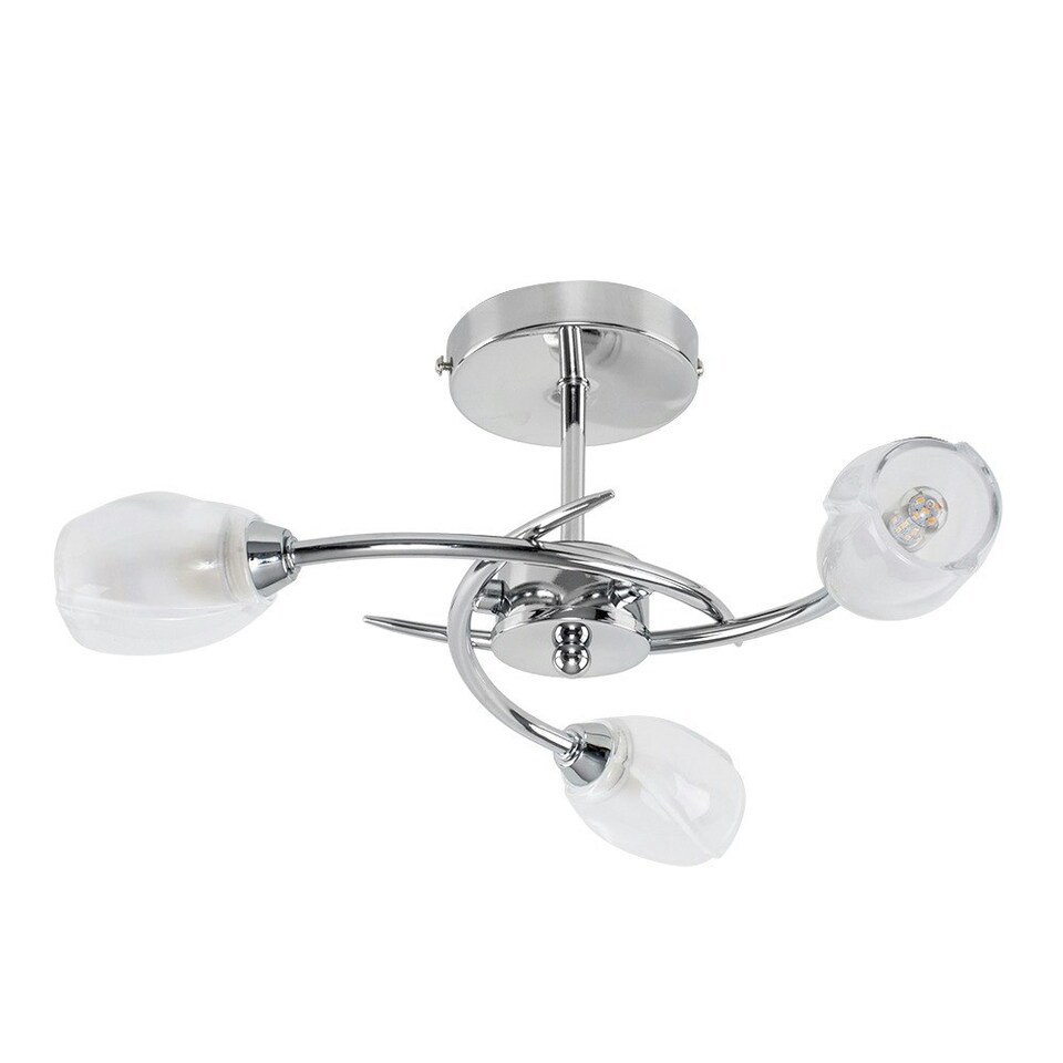 image 1 of ValueLights Modern Chrome 3 Way Ceiling Light With Frosted Glass Shades