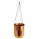 image 1 of Leaf Copper Hanging Planter Leather Straps Modern Contemporary 18 x 22cm Botanik | Copper