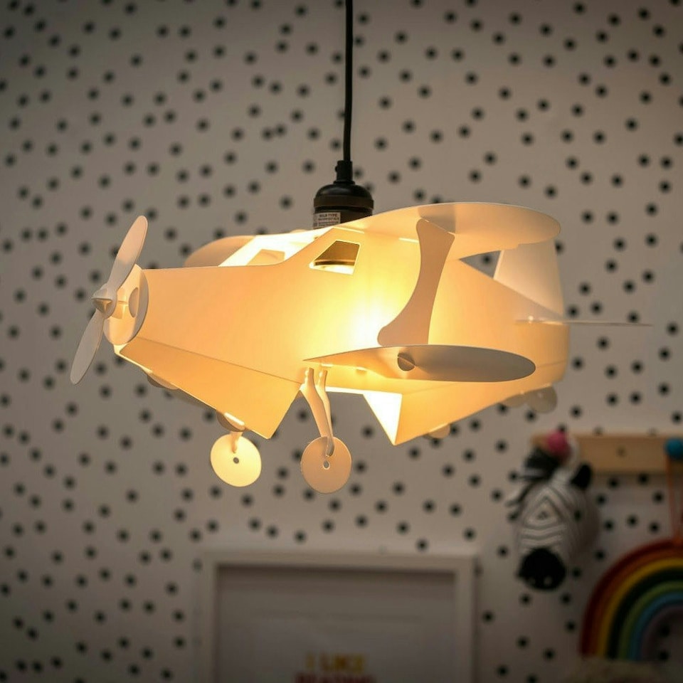image 1 of ValueLights White Ceiling Pendant Shade and E27 GLS LED 6W Warm White 3000K Bulb