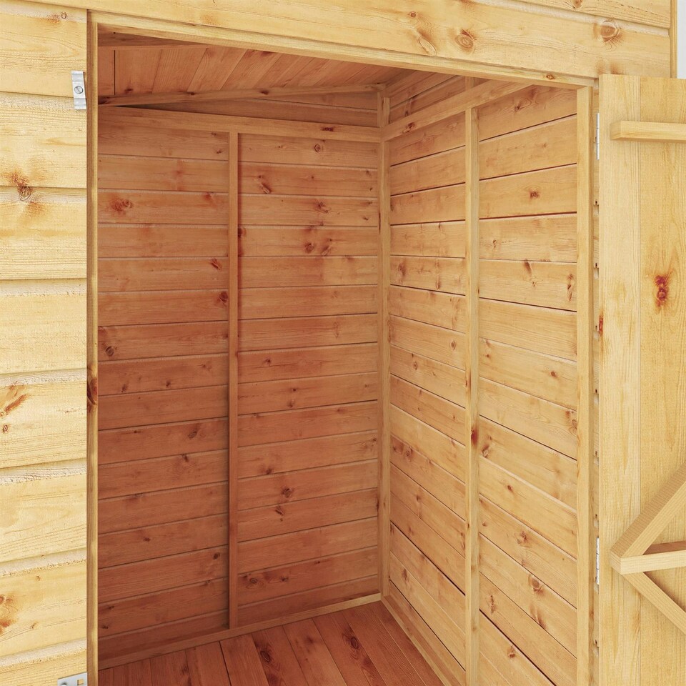 image 1 of 4 x 4 Modular Garden Shed Windowless Wooden Shiplap Pent Tongue and Groove Storage Brown