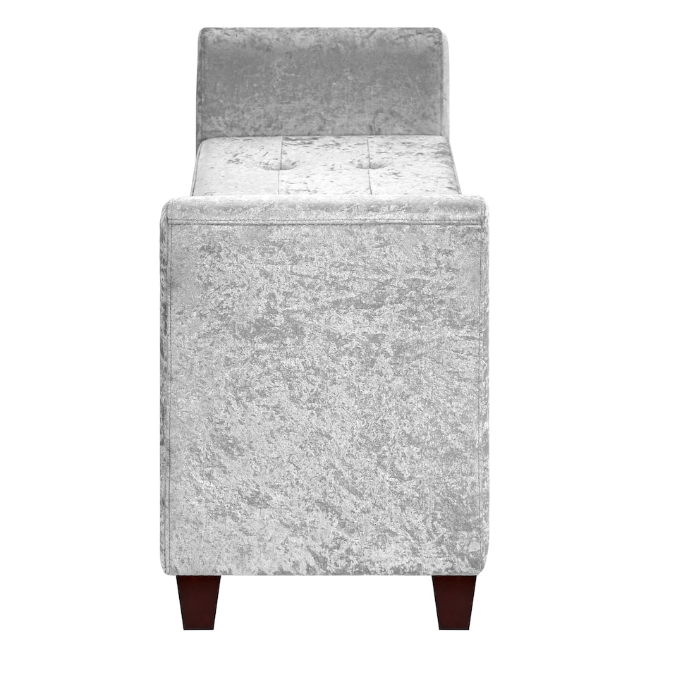 image 1 of Vida Designs Seville Storage Ottoman Bedroom Hallway Chest Bench, Crushed Velvet Silver | Silver | Silver