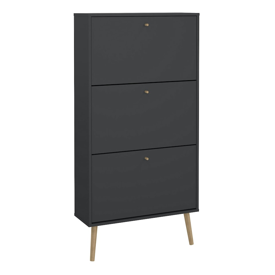 image 1 of Cumbria Shoe Cabinet 3 Flip Down Doors Dark Grey