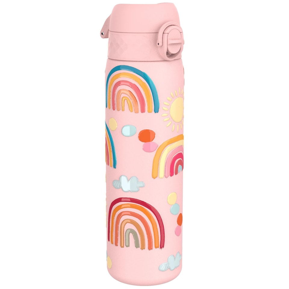 image 1 of Leak Proof Slim Water Bottle, Vacuum Insulated, 500ml (17oz) | Pink | Rainbows | One Size