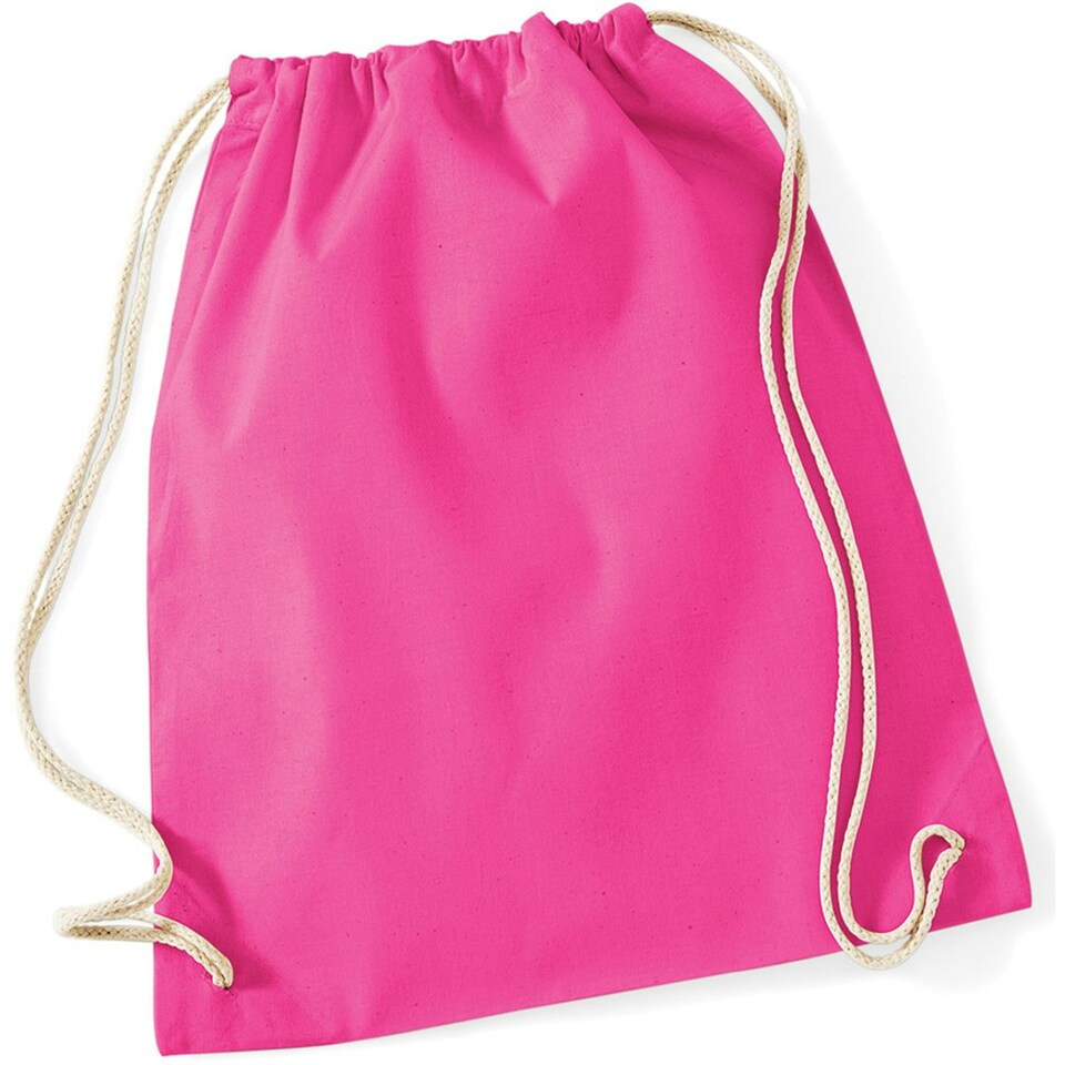 image 1 of Westford Mill Cotton Gymsac Bag - 12 Litres - Fuchsia - One Size | Multi | One Size