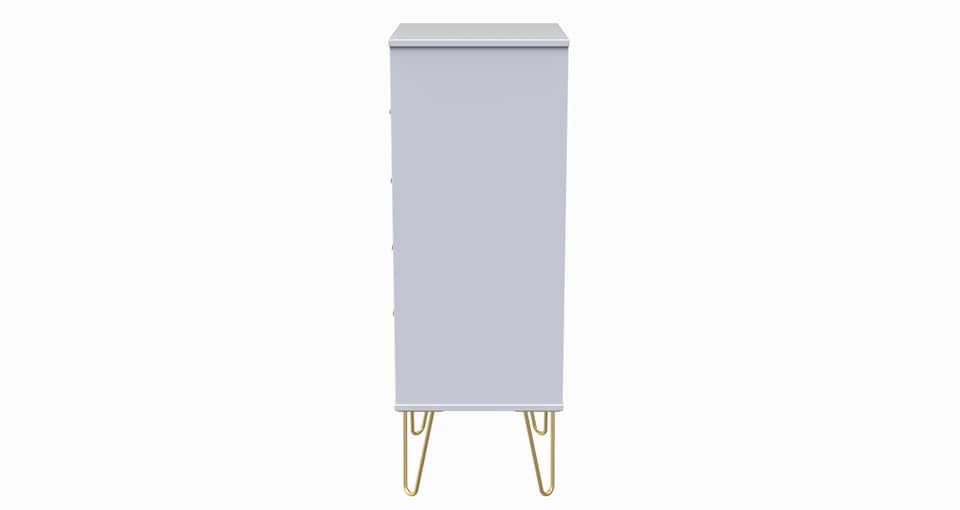 image 1 of Dallas 5 Drawer Tall Bedside Cabinet in White Matt (Ready Assembled) | White | White Matt