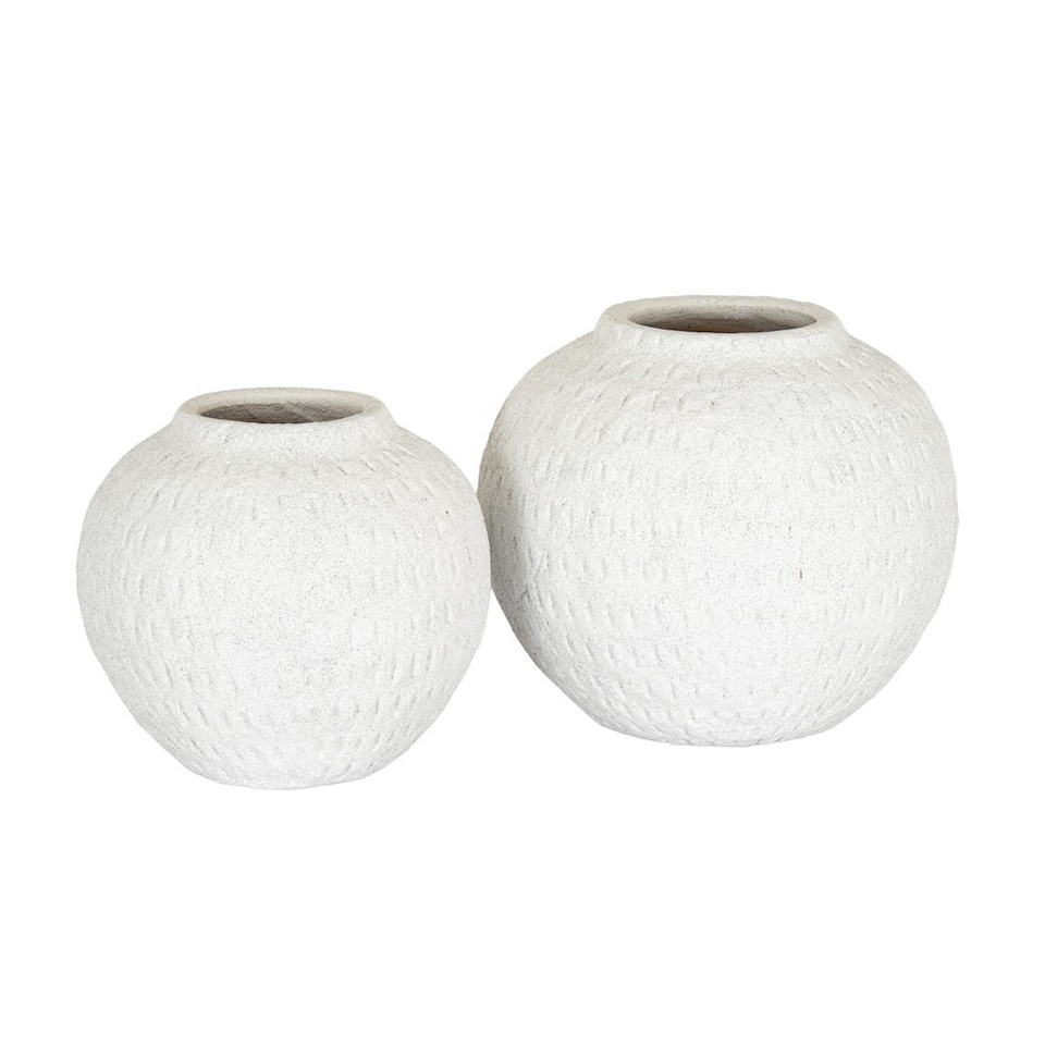 image 1 of Ashen Medium Round Vase - Ceramic - L19 x W19 x H16 cm - White