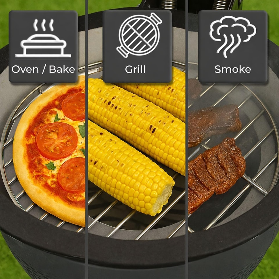 image 1 of Kamado 13" Ceramic BBQ Grill Smoker Charcoal Cooking Oven Portable