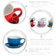 image 2 of Argon Tableware 12 Piece Coloured Cappuccino Cup & Saucer Set - 250ml - Blue
