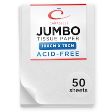 2 x Caraselle Jumbo Large White Acid Free Tissue Paper - 50 Sheets in total (75 x 100cm) | White | XL