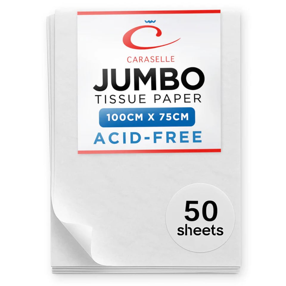 image 1 of 2 x Caraselle Jumbo Large White Acid Free Tissue Paper - 50 Sheets in total (75 x 100cm) | White | XL
