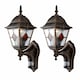 image 1 of Set of 2 Morecambe - Black Brushed Gold PIR Sensor Outdoor Wall Lights | Black | Black & hand brushed gold and clear glass with amber glass detail | Small | 2