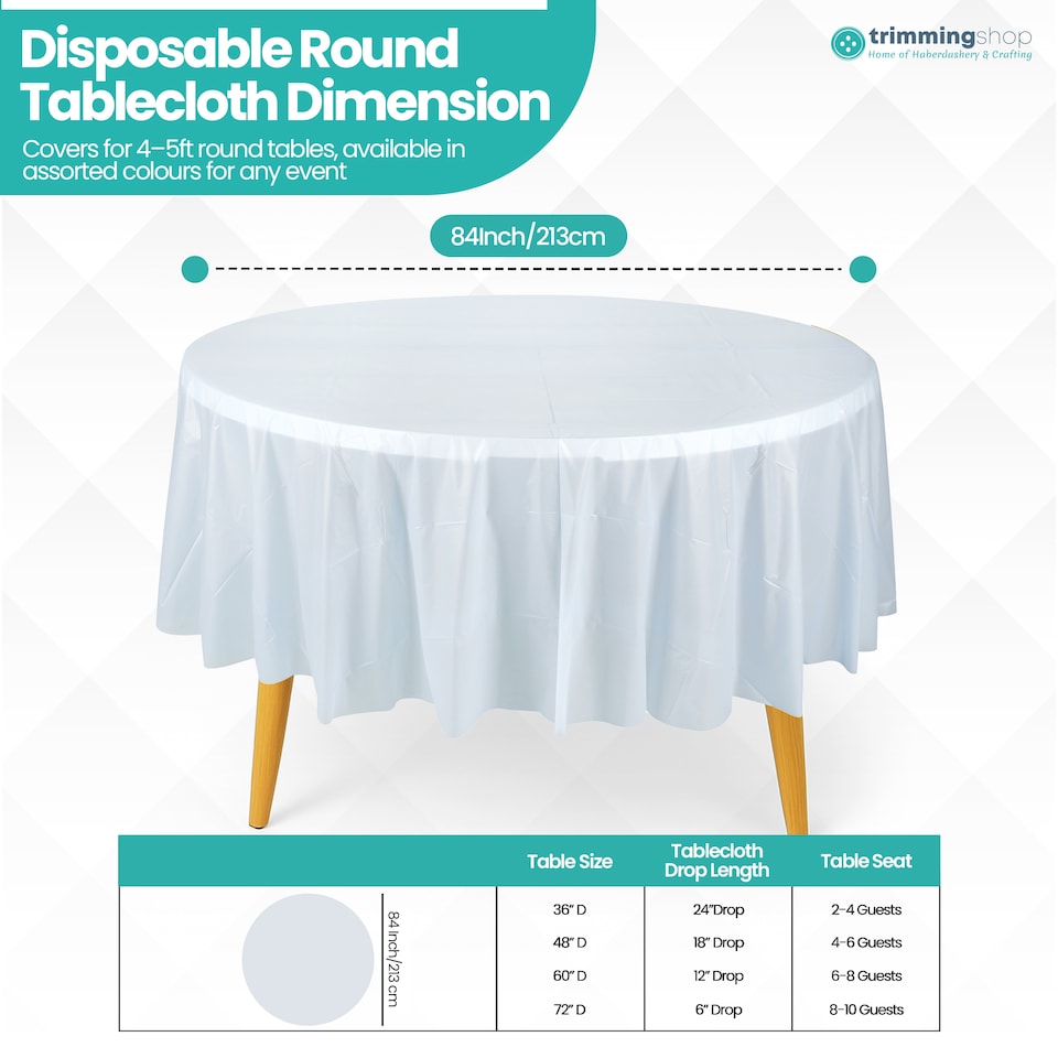 image 1 of Disposable Plastic Table Cover, Waterproof Tablecloth - 84 Inch
