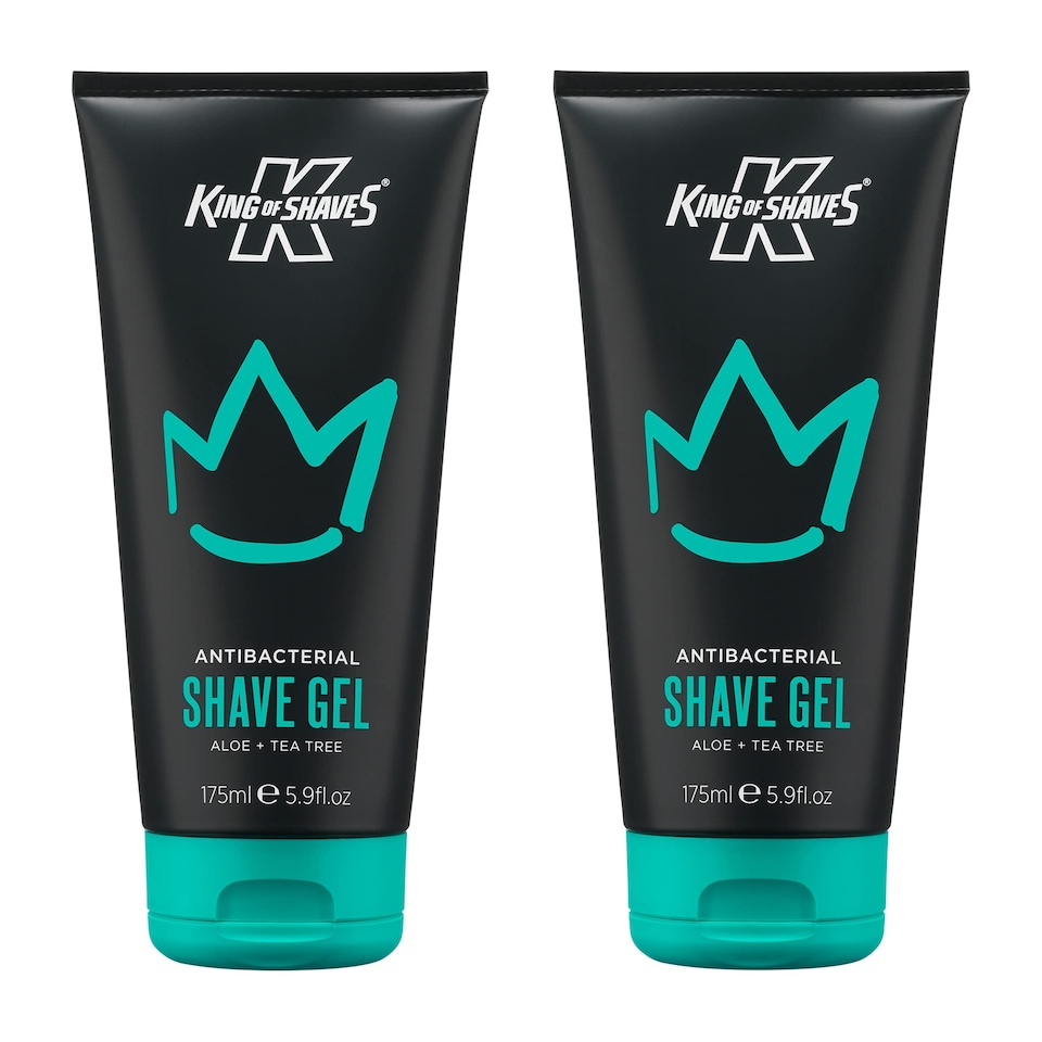 image 1 of King of Shaves Antibacterial Shaving Gel for Men, Low Foam for A Precise Shave, Suitable for All Skin Types, Clear Shaving Gel For Men, 2x175ml