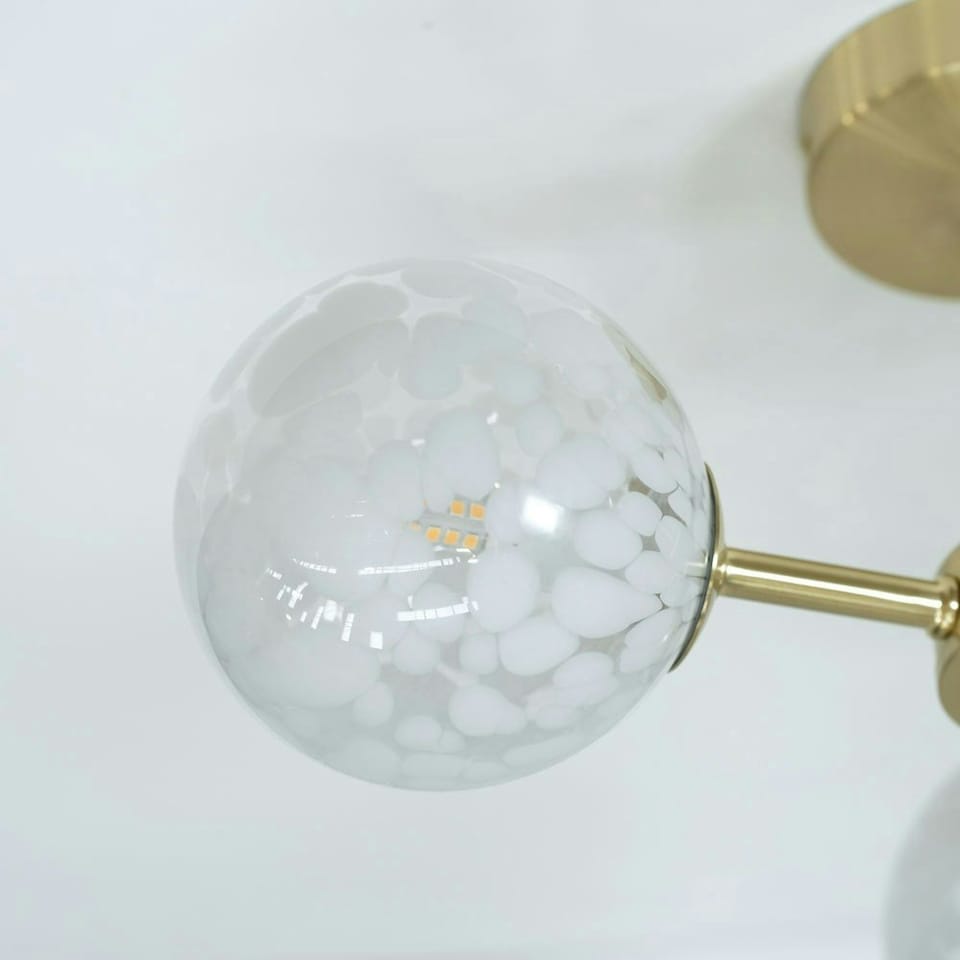 image 1 of ValueLights India White Confetti Glass 3 Way Flush Ceiling Light
