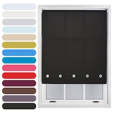 FURNISHED Roller Blinds Daylight Round Eyelet Light Filtering Easy Fit Trimmable Window Blind | Black | Black | (W) 80cm x (L) 165cm