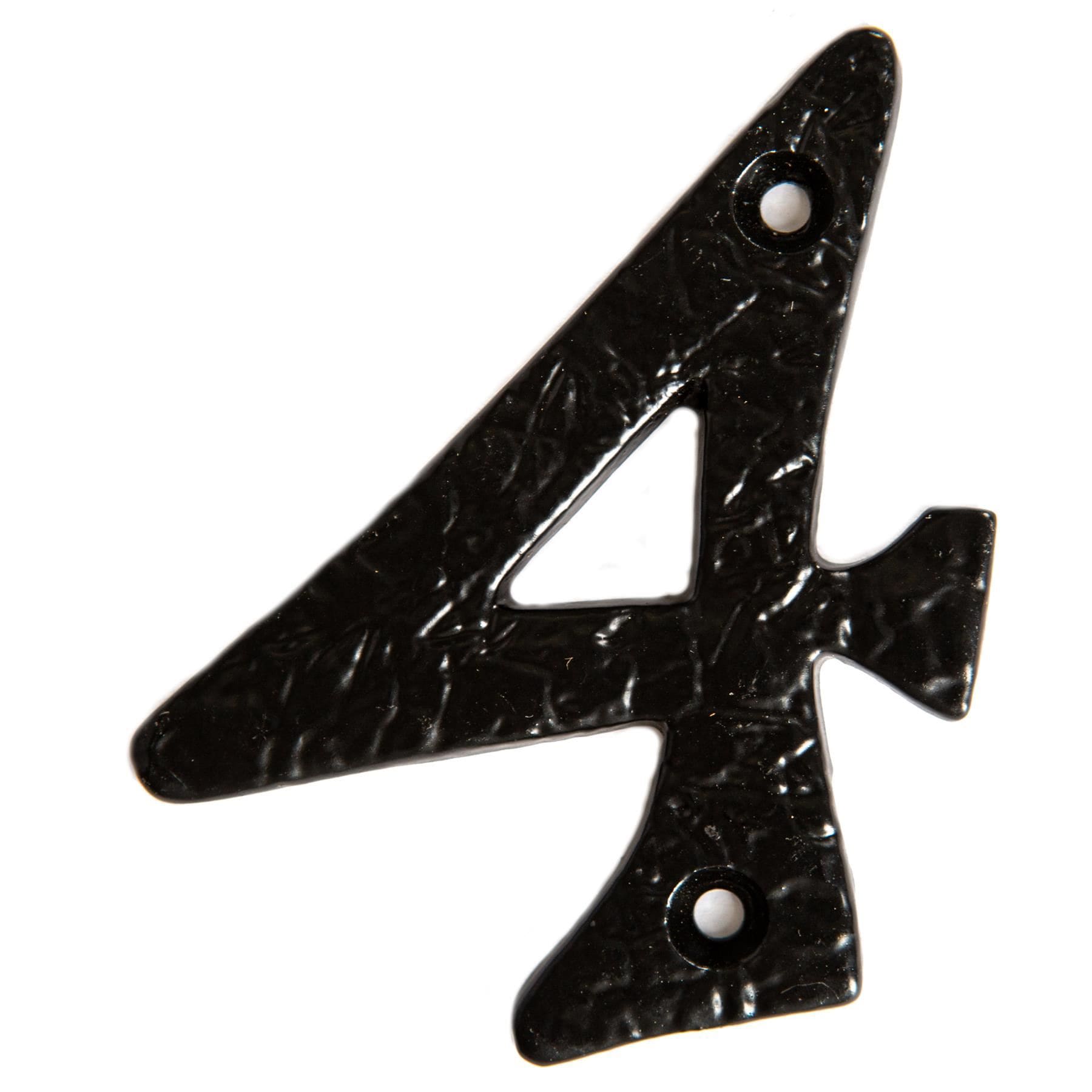 Hammer and Tongs Rustic Iron Numeral - Number 4 - H70mm in Black