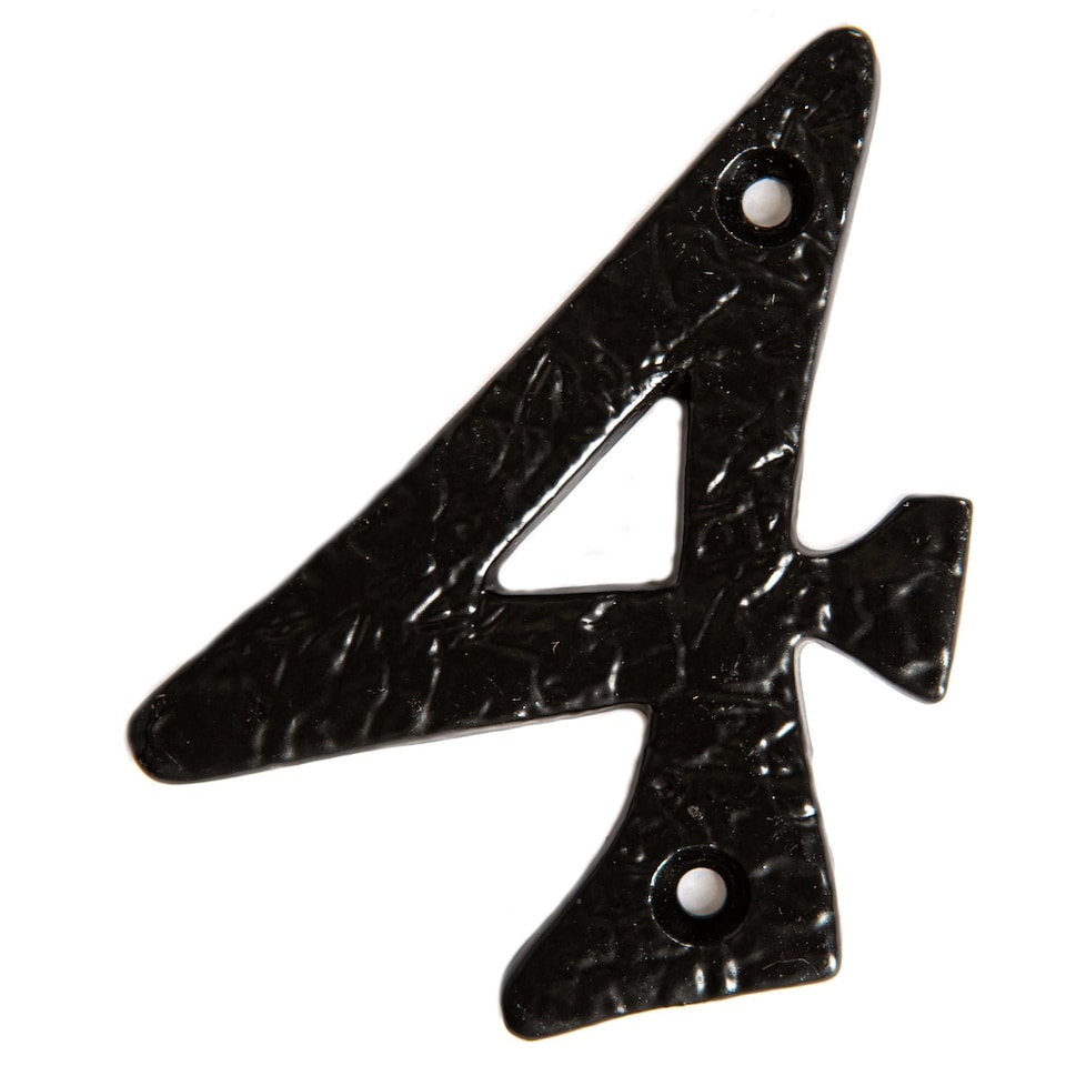 image 1 of Hammer & Tongs Rustic Iron Numeral - Number 4 - H70mm - Black