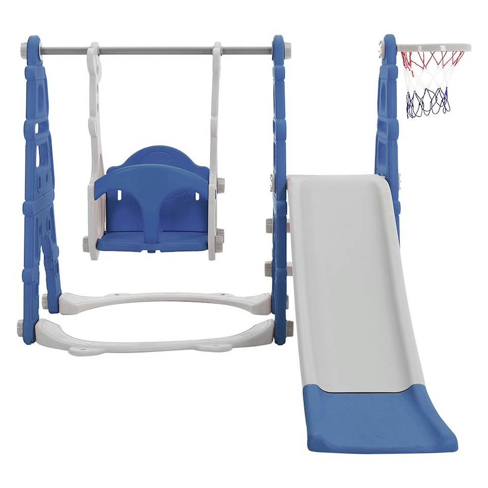 image 1 of Living and Home Kids Toddler Swing and Slide Set with Basketball Hoop and Climbing Ladder