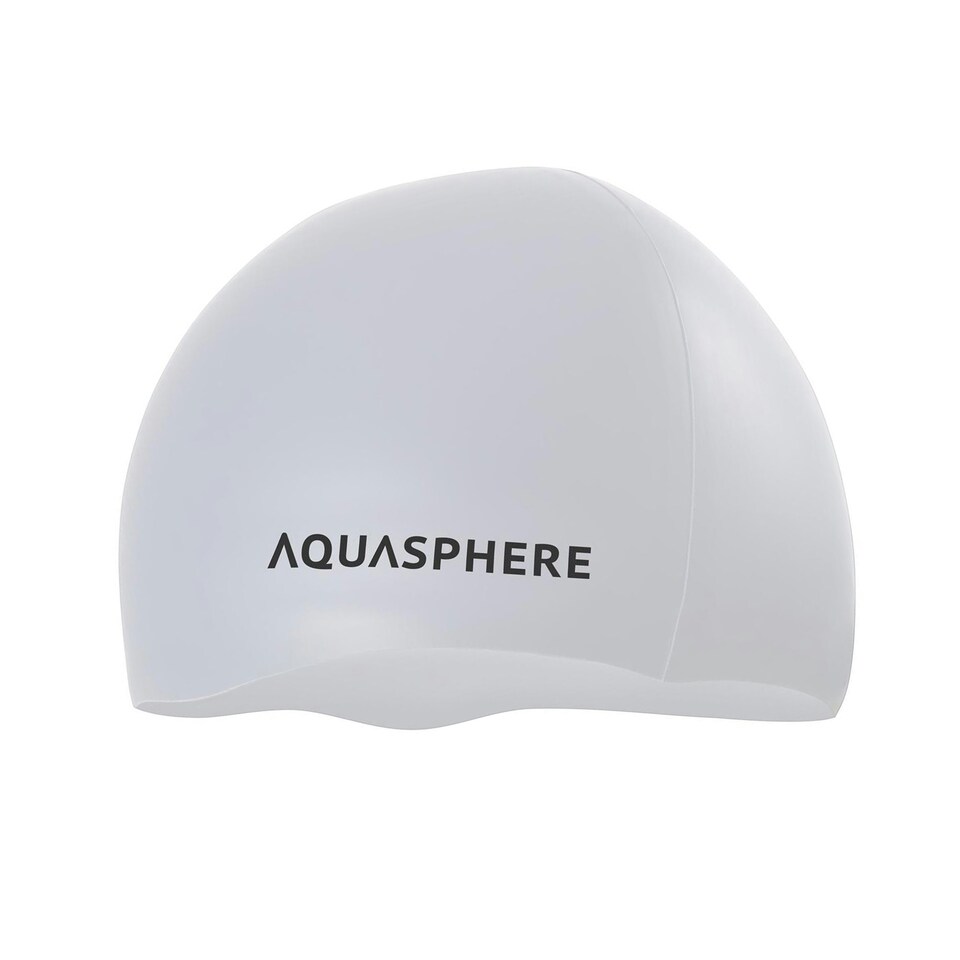 image 1 of Aquasphere Unisex Adult Plain Swimming Cap - White/Black - One Size