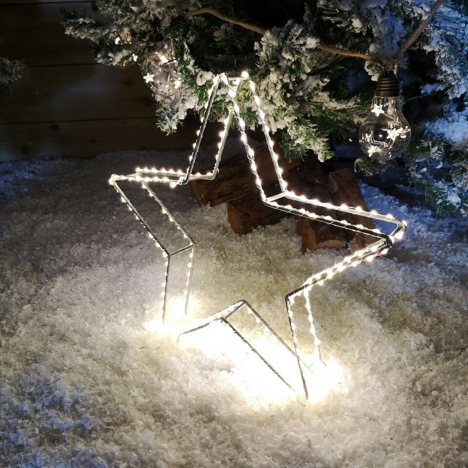image 1 of 38cm LED Dewdrop Open Star Indoor Outdoor Christmas Decoration in Warm White