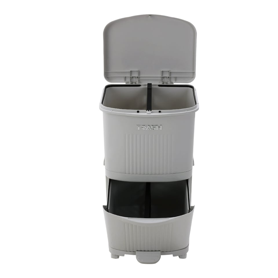 image 1 of Living and Home 36L 2-Tier Dry Wet Separation Trash Bin | Grey