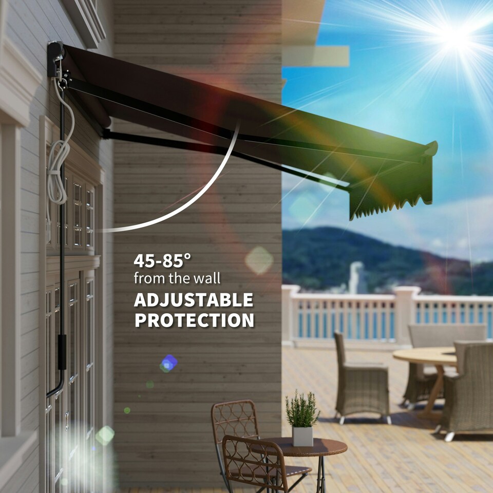 image 1 of Outsunny 2.5 x 2m Electric Awning with LED Light and Remote Controller Grey Grey