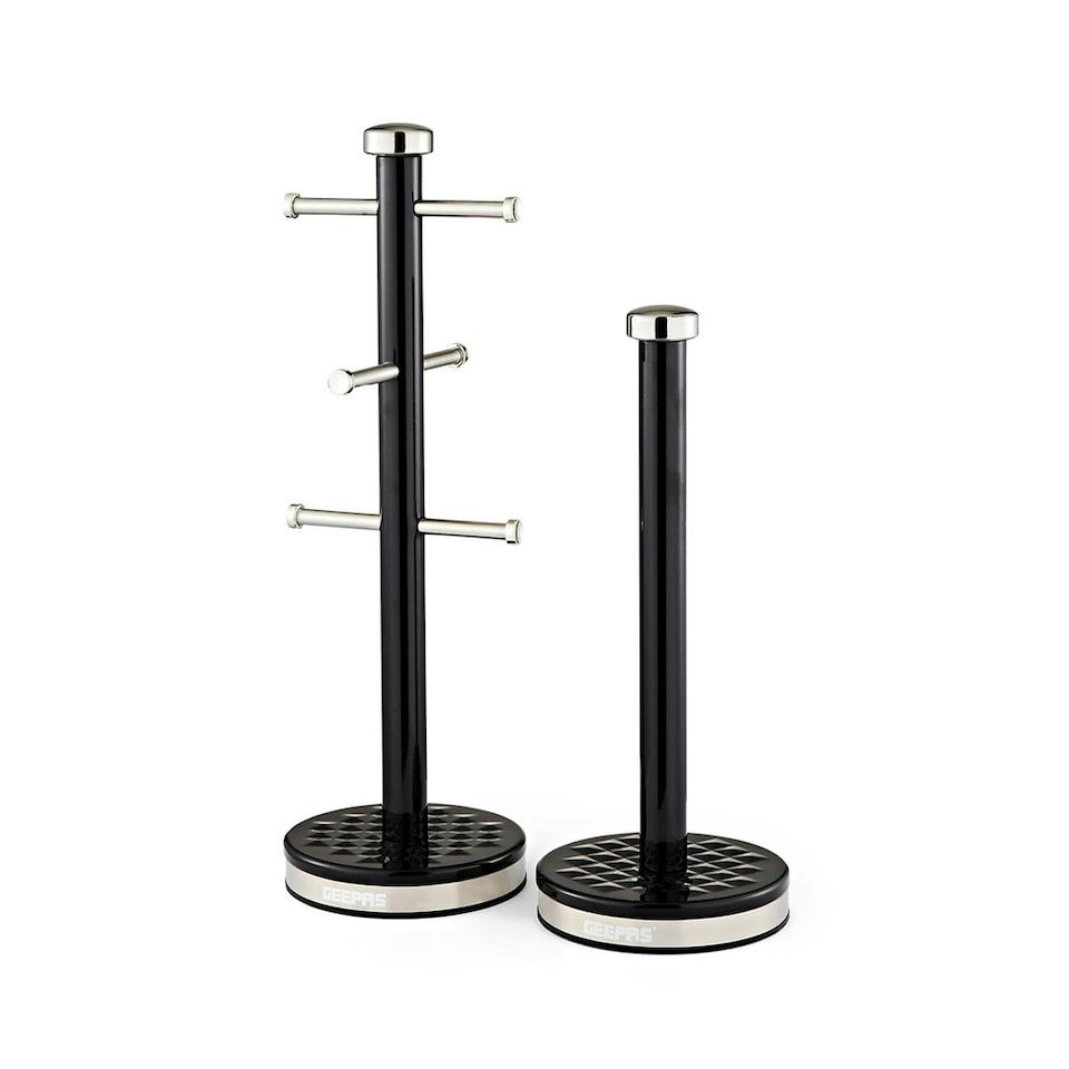 image 1 of GEEPAS Mug Tree and Towel Pole Set | Black