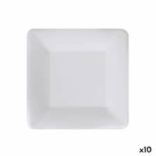 Plate set Algon Disposable White Cardboard Squared 18 cm (10 Units) N/A
