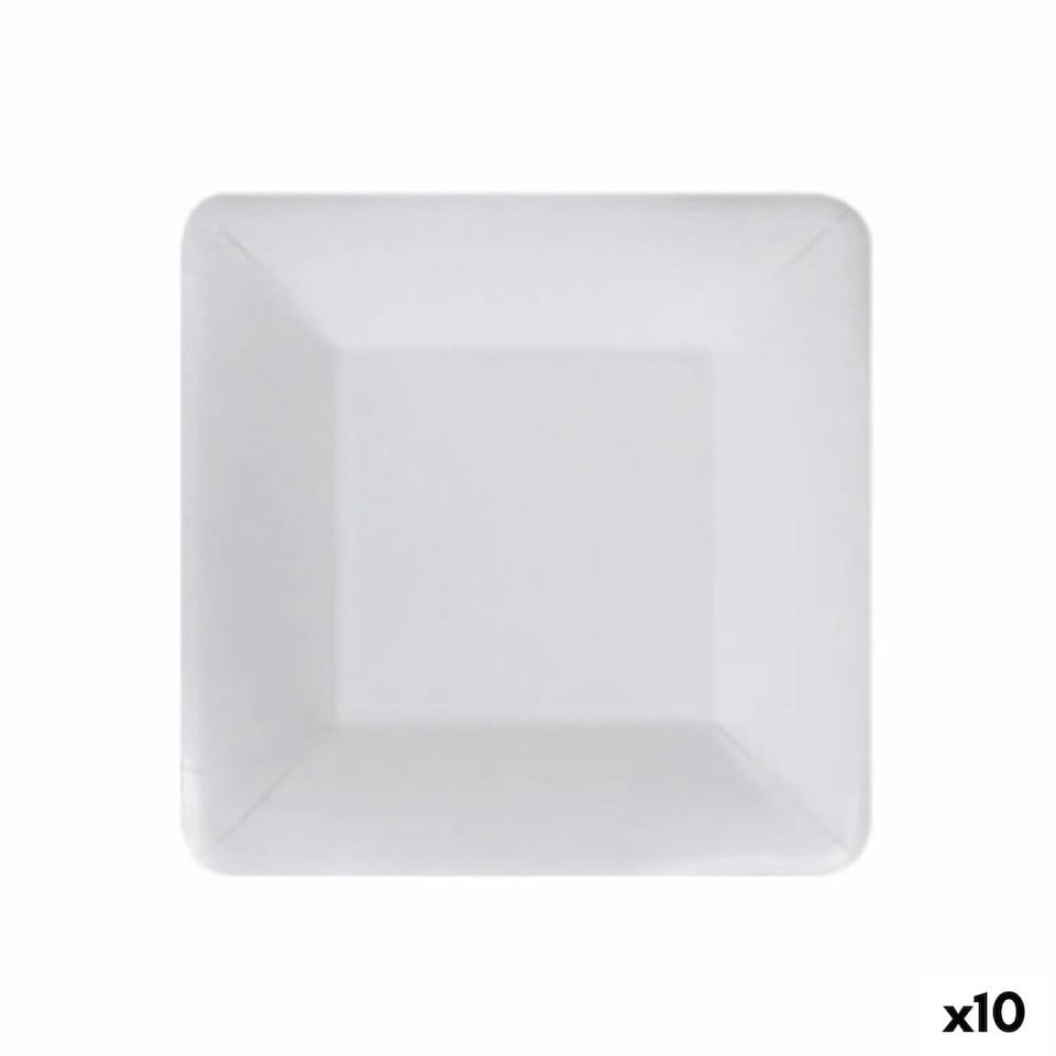 image 1 of Plate set Algon Disposable White Cardboard Squared 18 cm (10 Units) N/A