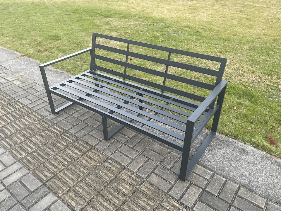 image 1 of Fimous Aluminium Outdoor Garden Sofa Patio Lounge 3 Seater Sofa for Balcony, Terrace,Swimming Pool Dark Grey