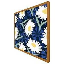Daisies on navy (Picutre Frame) Brown | Oak | S