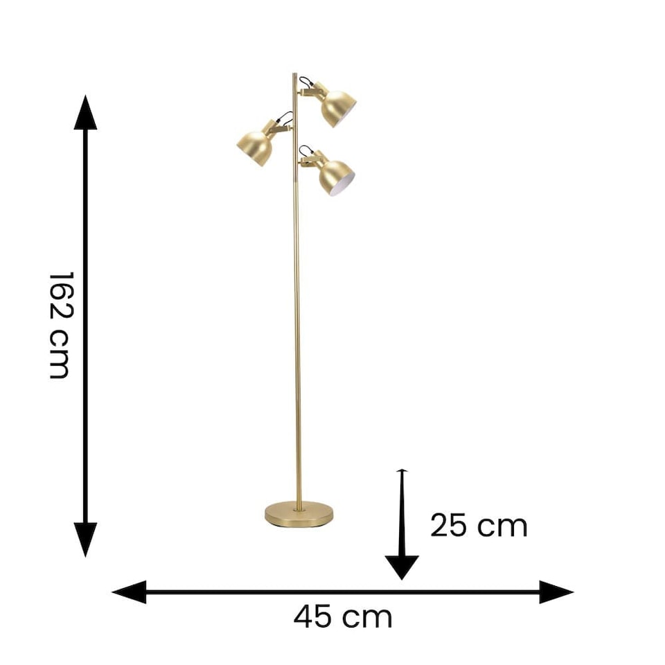 image 1 of ValueLights Albie Gold 3 Way Adjustable Directional Floor Lamp