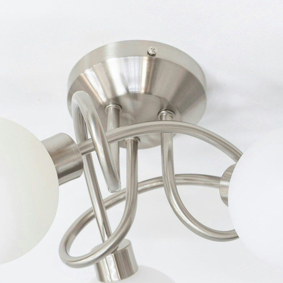image 1 of ValueLights Velika Chrome 3 Way Opaque Flush Ceiling Light