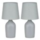 image 1 of First Choice Lighting Set of 2 Smooth Grey Ceramic 27cm Table Lamps With Matching Shades Grey | Grey