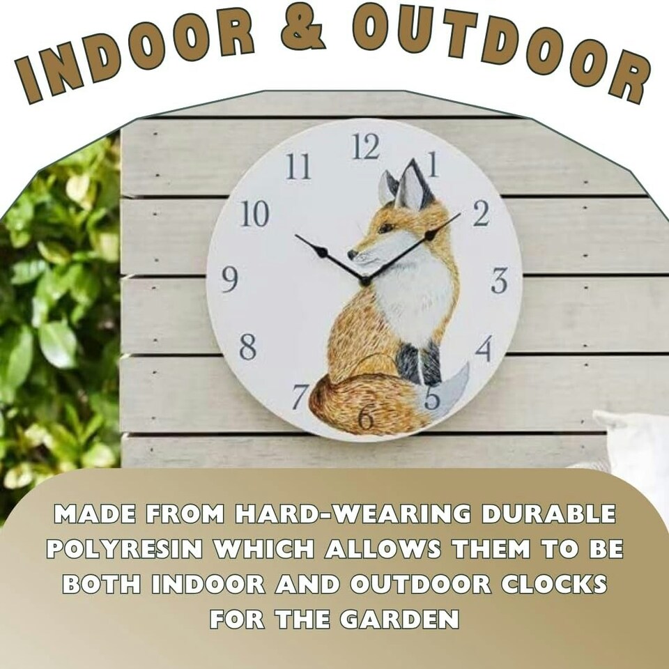image 1 of Marco Paul Fox 30cm Clock and Thermometer White