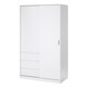 image 3 of Naia Wardrobe with 1 Sliding Door 1 Door 3 Drawers in White High Gloss