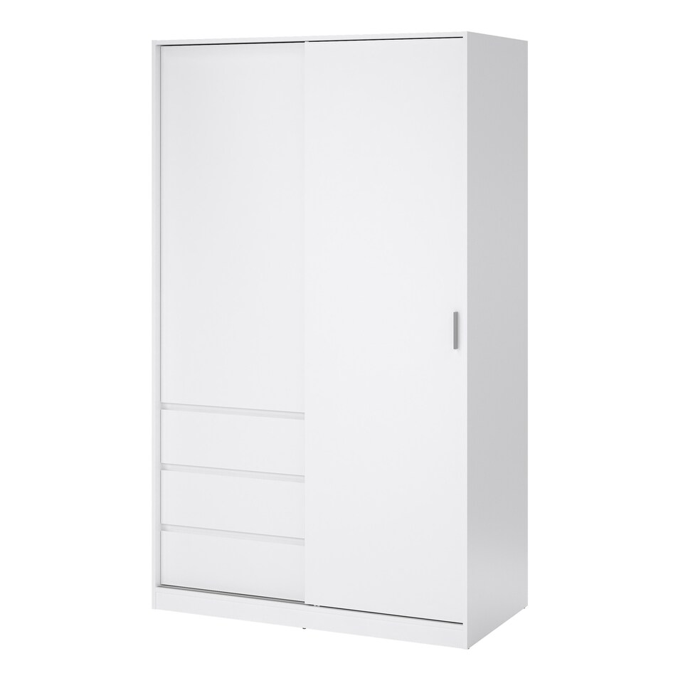 image 1 of Naia Wardrobe with 1 Sliding Door 1 Door 3 Drawers in White High Gloss