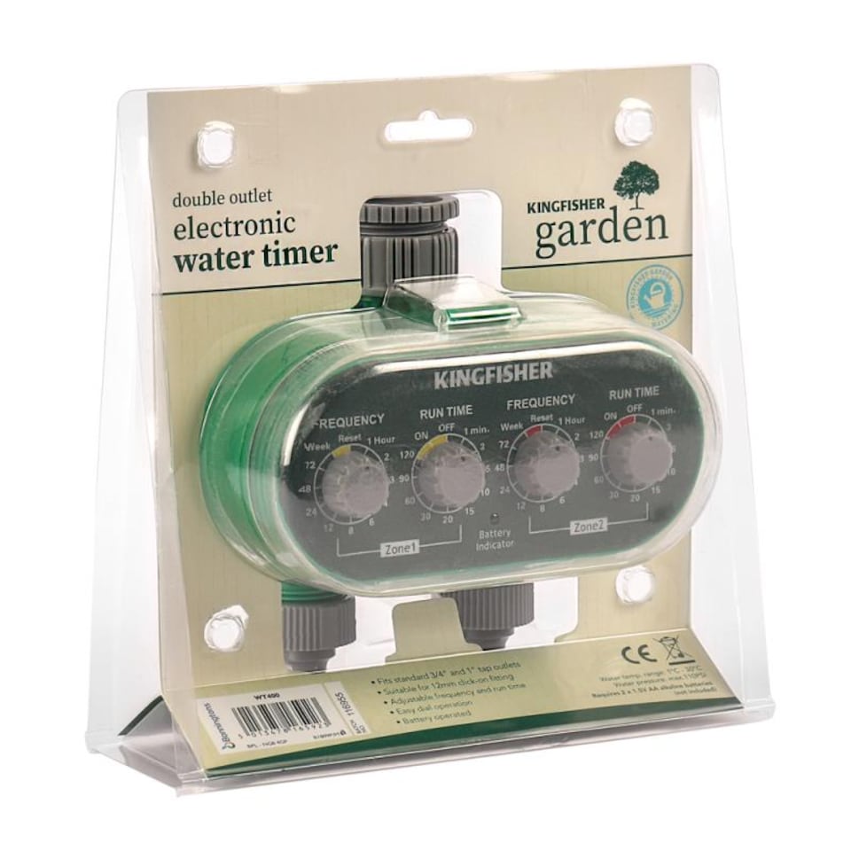 image 1 of Deluxe Twin Outlet Electric Automatic Garden Watering Timer Clock | Green | Green