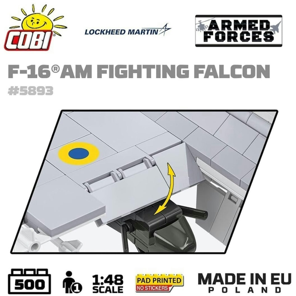 image 1 of F-16 AM Fighting Falcon plane brick model - COBI 5893 - 500 bricks