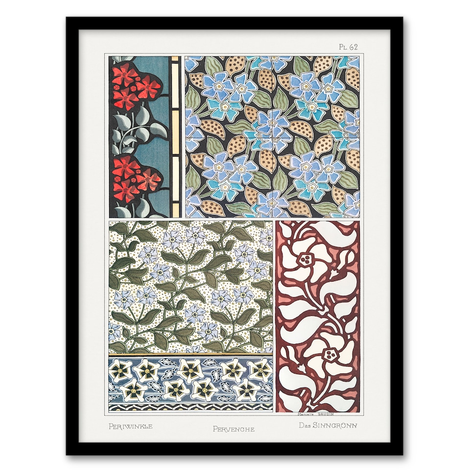 image 1 of Maurice Pillard Verneuil Framed Wall Art Periwinkle Flower Pattern Home Décor