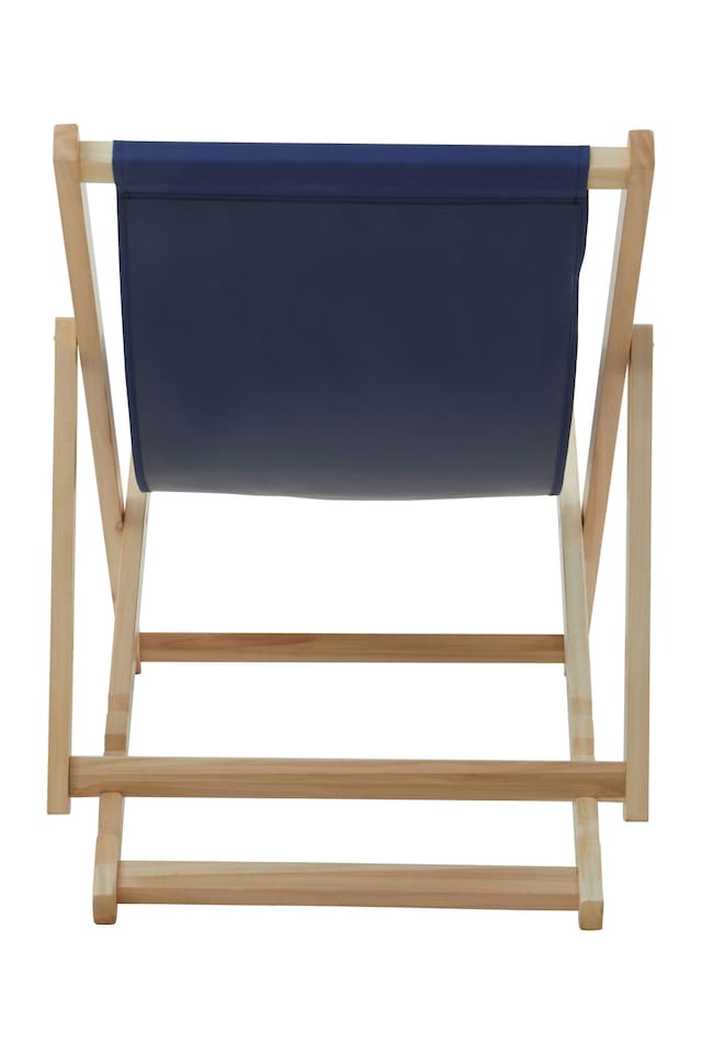 image 1 of Essentials by Premier Blue Deck Chair, Water-resistant Small Outdoor Deck Chair, Built Last Lawn Chair, Foldable Wooden Deck Chair