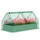 image 6 of Outsunny Raised Garden Bed Planter Box with Greenhouse, Green and Dark Grey