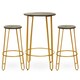 image 1 of Interiors by Premier Set of 3 Gold Frame Bar Table Stool Set , Hairpin Stool for Kitchen Counter, Elm Wood Metal Frame Stool