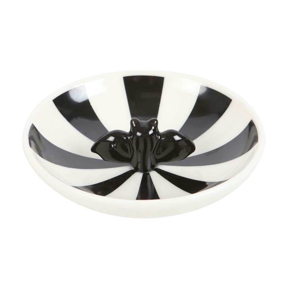 image 1 of Something Different Striped Bat Trinket Dish - White/Black - One Size
