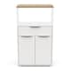 image 2 of FURNICOMP Luna Tall Freestanding Kitchen Pantry Cupboard with Microwave Shelf - Matt White & Hamilton Oak