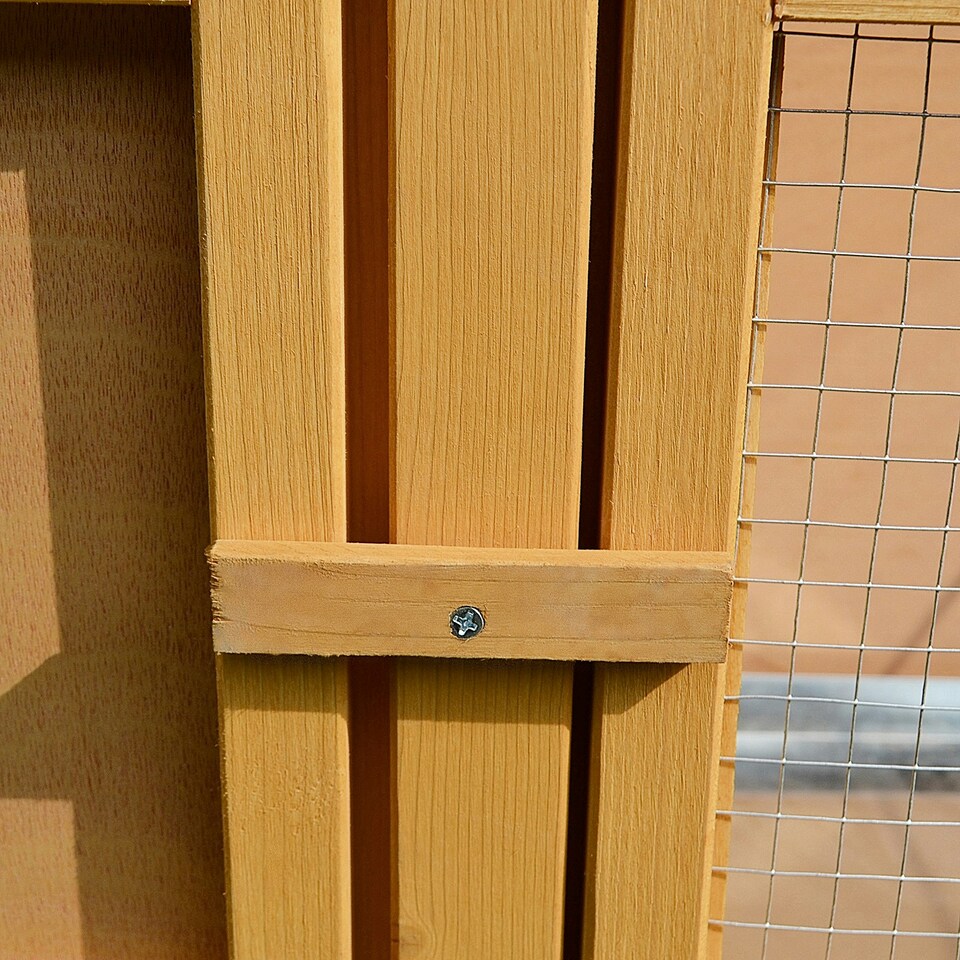 image 1 of PawHut Wooden Rabbit Hutch Bunny Cage Outdoor Small Animal House w/ Hinged Top
