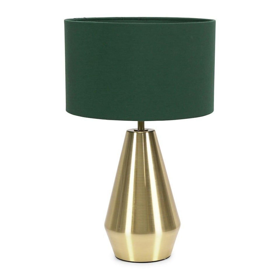 image 1 of ValueLights Jax Antique Brass Touch Table Lamp Forest Green Shade